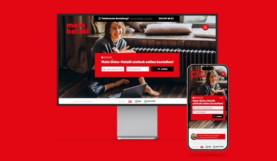 Desktop- und Mobile-Ansicht der Website mein heizöl.ch von mein heizöl (Lang Energie AG)
