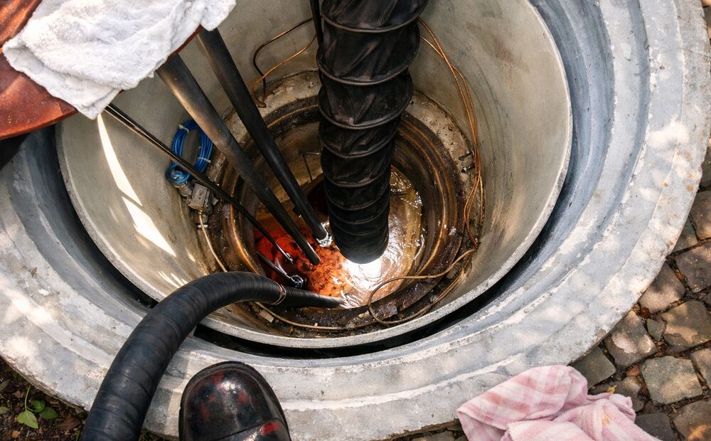 Blick von oben in einen geöffneten Heizöltank während der Reinigung durch mein heizöl (Lang Energie AG)
