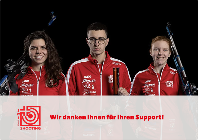 Drei Sportschießende von Swiss Shooting – mein heizöl (Lang Energie AG) unterstützt den Schweizer Schiesssport